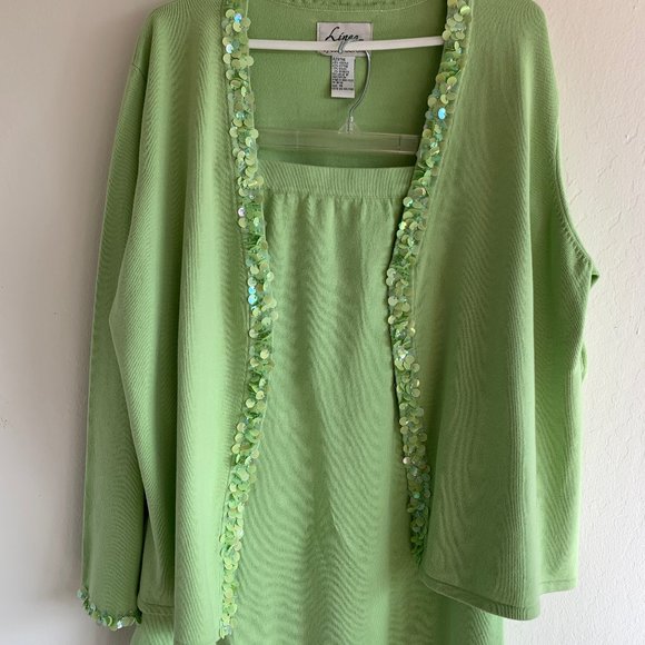 Linea by Louis Dell'Olio Green Sweater and Skirt knit set - Large and 1X - NWT - Picture 1 of 8